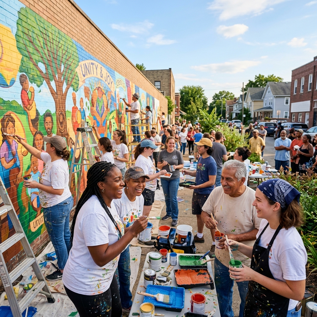 Community volunteers working together
